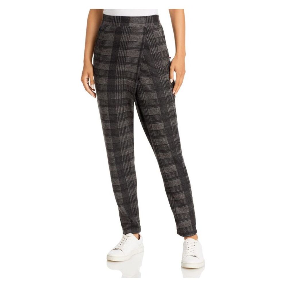 SOL ANGELES Womens Gray Fleece Pocketed Pleated Pull On Plaid Pants S